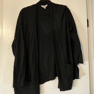 Terra & Sky Black Open Front Cardigan
